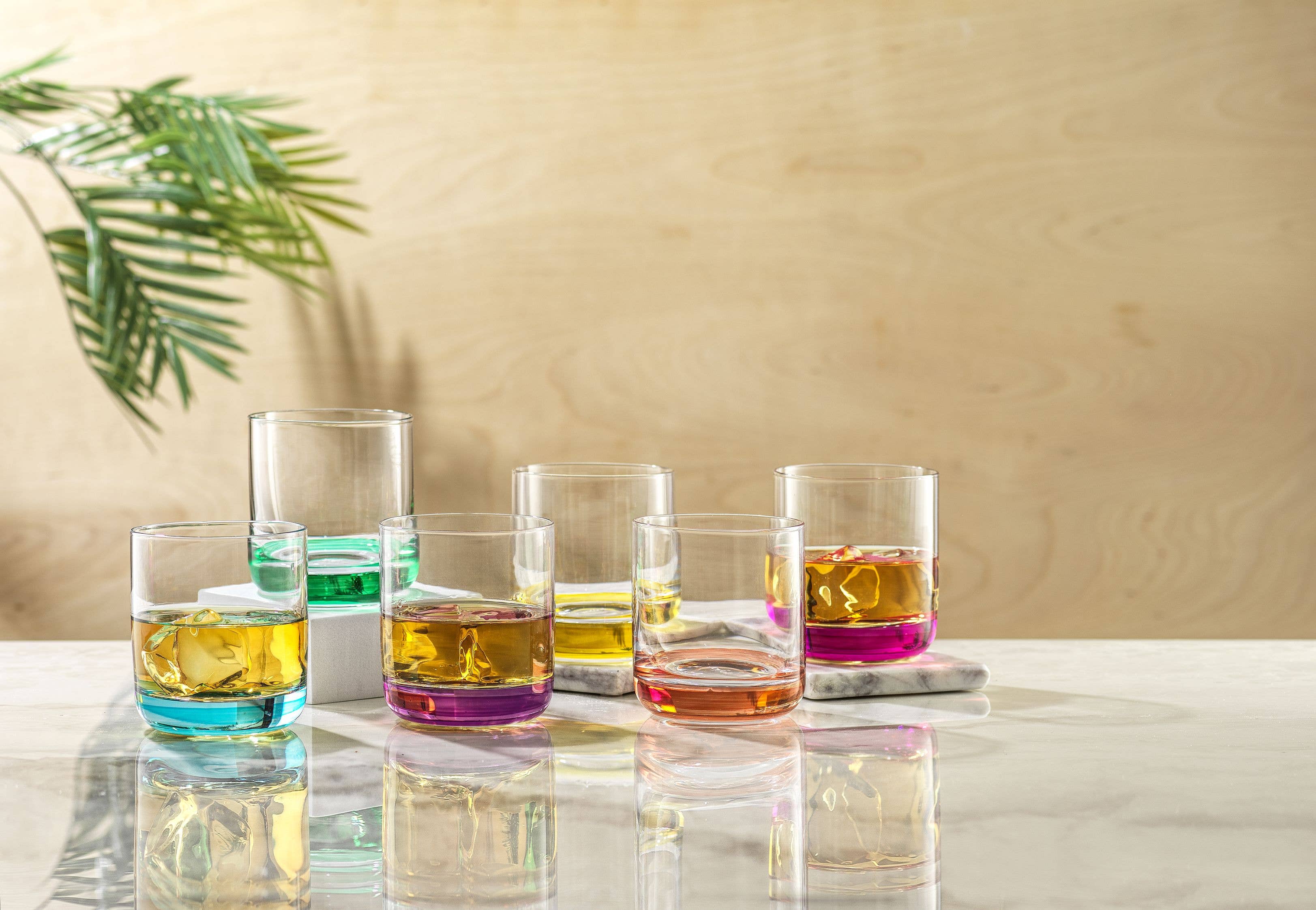 JoyJolt Set of 6 Colored Tumbler Glasses